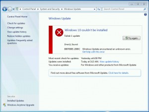 Win10 upgrade failed
