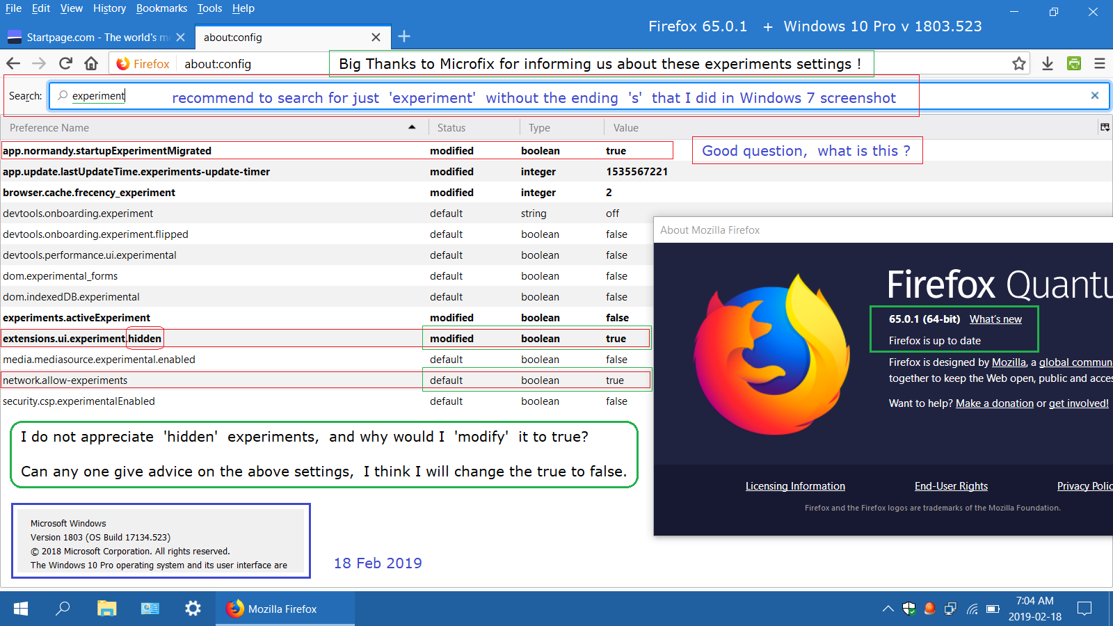Topic: Disable Firefox Experiments v60+ @ AskWoody