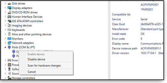Enable/disable devices