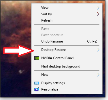 Desktop Restore menu option