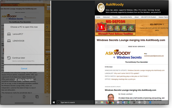 Send webpage to PC