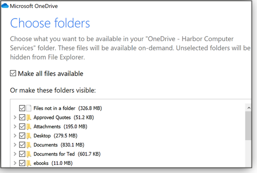 Choose folders window