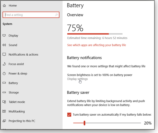 Battery notifications