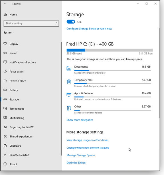 Improved Storage screen