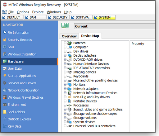 Device Map tab
