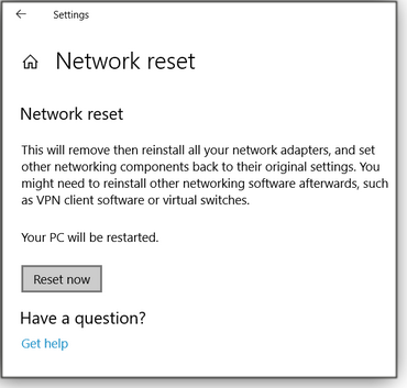 Network reset