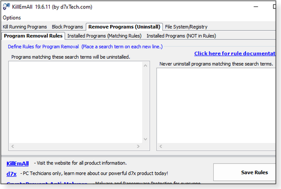 Program Removal Rules