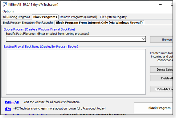 Block program from Internet