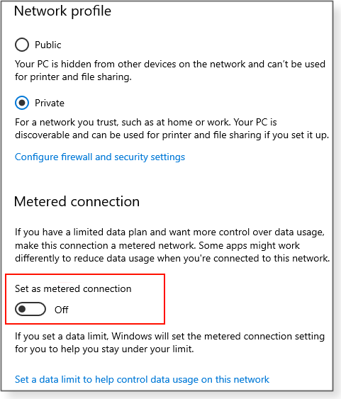 Metered connection