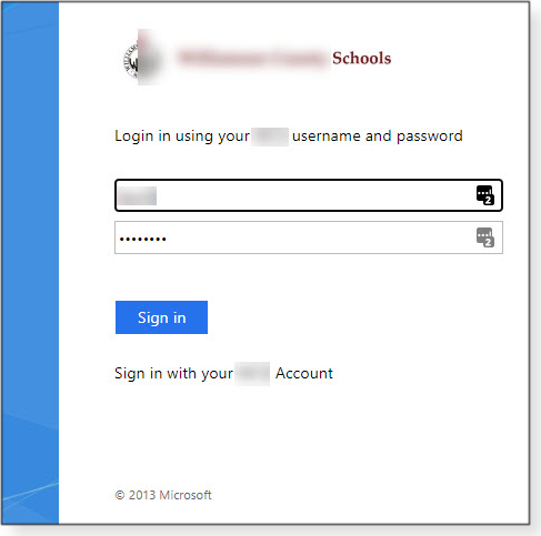 School district's local sign-in page