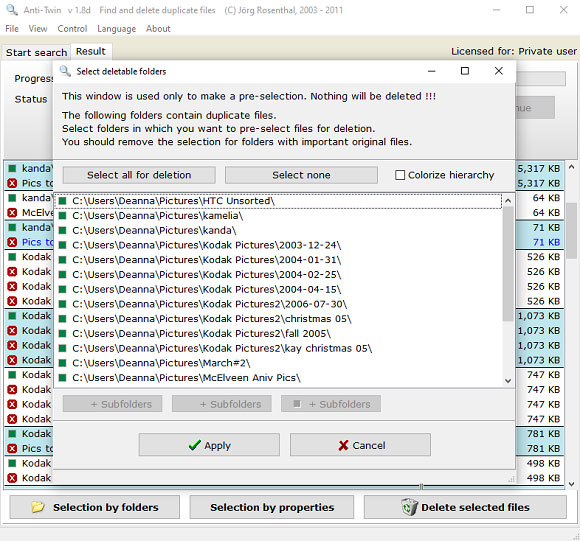 Choose only certain folders to work with.