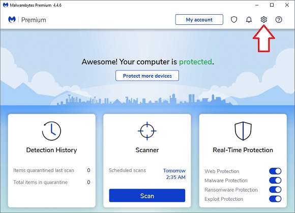 Malwarebytes click gear