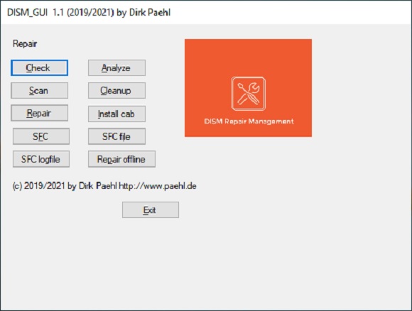 DISM main window