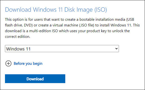 Win11 Direct ISO download