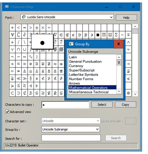 CharMap in Windows 10