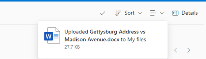 Upload completed to OneDrive