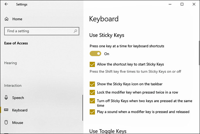 Sticky keys