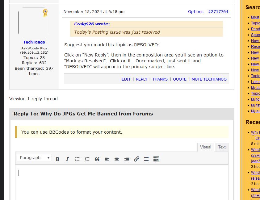 Topic: Why Do JPGs Get Me Banned from Forums–RESOLVED @ AskWoody