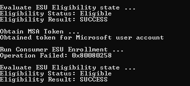 Topic: Unable to enroll device, ConsumerESU script returns