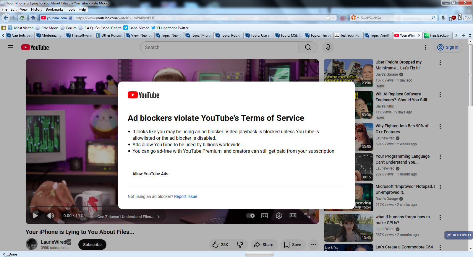 Topic: YouTube just cracked down on ad blockers again @ AskWoody