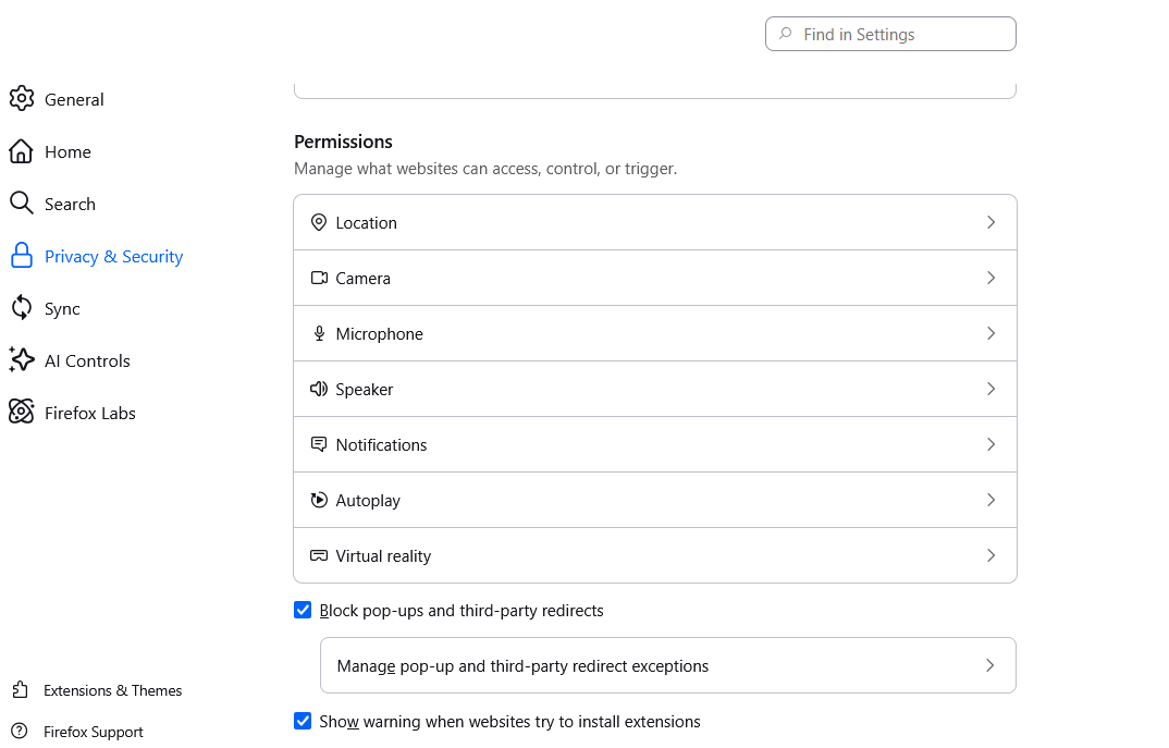 Topic: Firefox 149 Privacy Permissions @ AskWoody