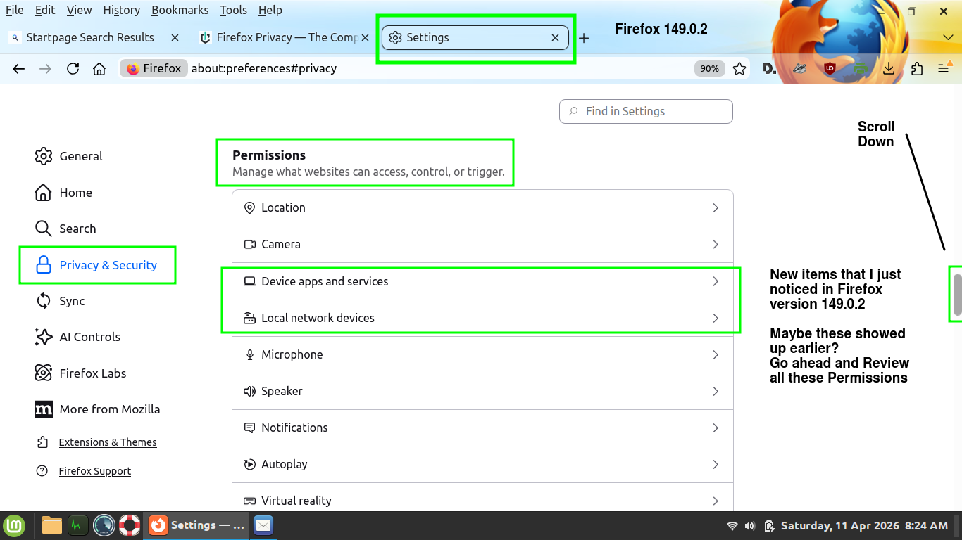 Topic: Firefox 149 Privacy Permissions @ AskWoody