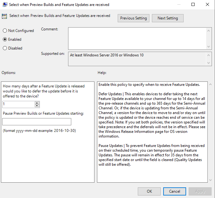 Topic: Windows Update Settings for Small Business Users @ AskWoody