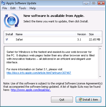 Safari software update