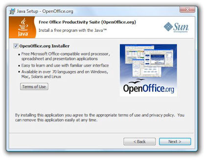 Java wants to install openoffice