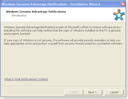 WGA notifications nag note
