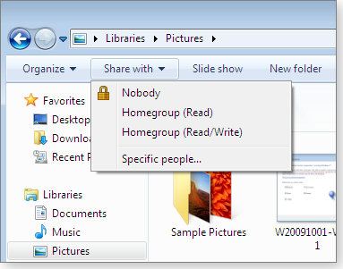 Windows 7's 'share with' option