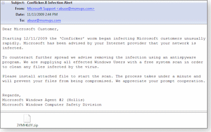 Bogus microsoft conficker alert