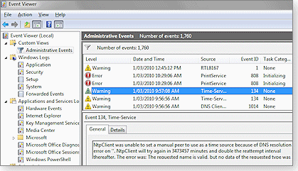Windows 7 event viewer