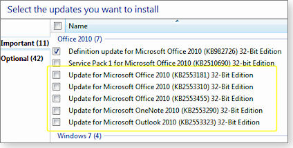 Office 2010 nonsecurity updates