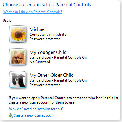 Users control panel