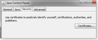 Old Java Security tab