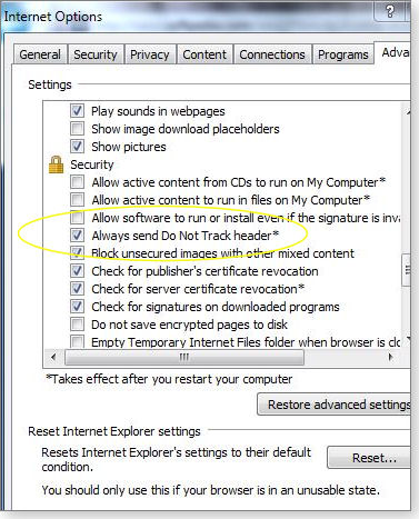 Setting Do Not Track