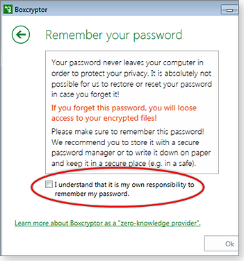 Password warning