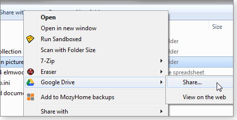 Google Drive Share option Google Drive Share option