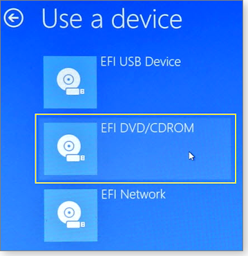 Select EFI DVD/CDROM option